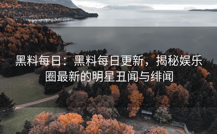 黑料每日：黑料每日更新，揭秘娱乐圈最新的明星丑闻与绯闻