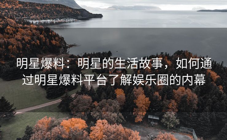 明星爆料：明星的生活故事，如何通过明星爆料平台了解娱乐圈的内幕