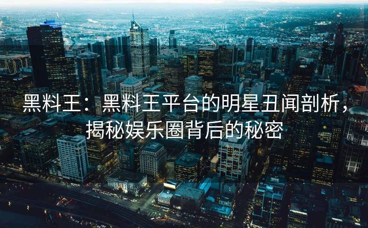 黑料王：黑料王平台的明星丑闻剖析，揭秘娱乐圈背后的秘密