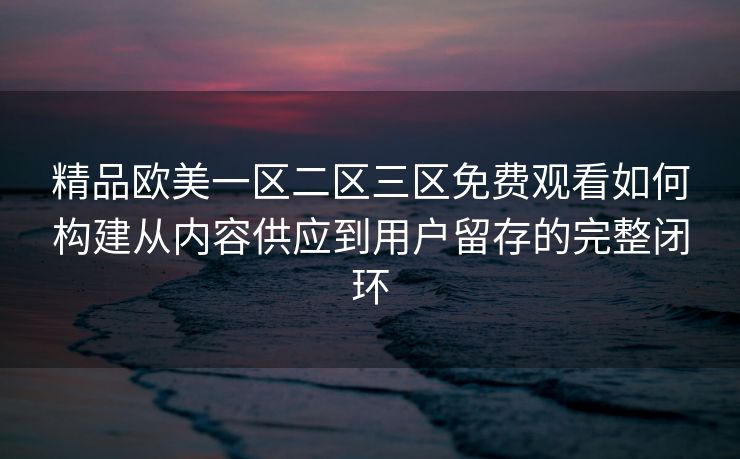 精品欧美一区二区三区免费观看如何构建从内容供应到用户留存的完整闭环