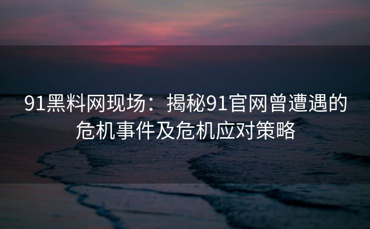 91黑料网现场：揭秘91官网曾遭遇的危机事件及危机应对策略